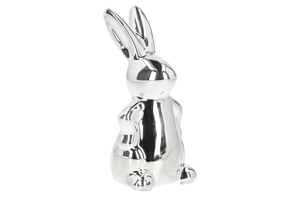 figurka 12szt.  ceramiczna królik srebro 4,7x4,6x9,6cm