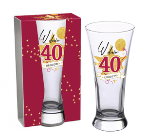 szklanka do piwa 300ml - W dniu 40 urodzin URODZINOWA STARS MAGENTA