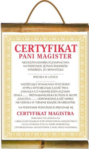 dyplom Certyfikat Pani magister